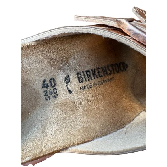 Birkenstock Arizona Gator Gleam Copper Leather Soft Footbed Sandals - M7 / W9 - Picture 9 of 10